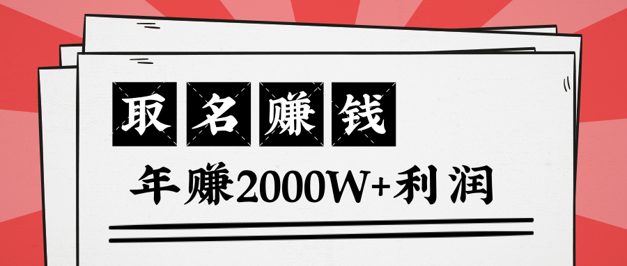 王通：不要小瞧任何一个小领域，取名技能也能快速赚钱，年赚2000W+利润-86资源库