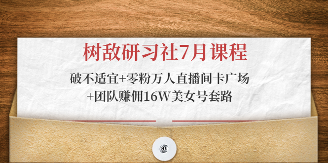 树敌研习社7月课程：破不适宜+零粉万人直播间卡广场+团队赚佣16W美女号套路-86资源库