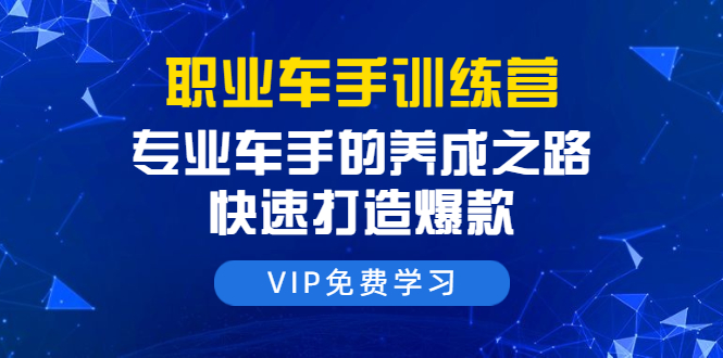 职业车手训练营：专业车手的养成之路，快速打造爆款（8节-无水印直播课）-86资源库