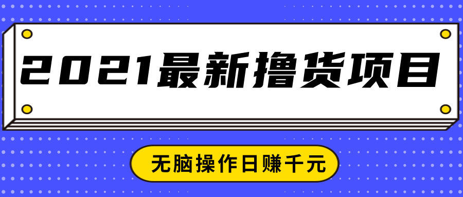 2021最新撸货项目，一部手机即可实现无脑操作轻松日赚千元-86资源库