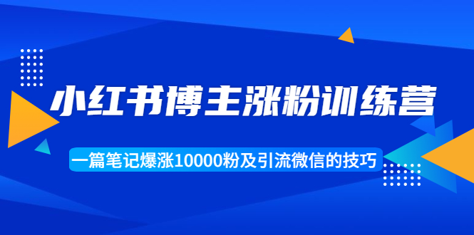 小红书博主涨粉训练营：一篇笔记爆涨10000粉及引流微信的技巧-86资源库