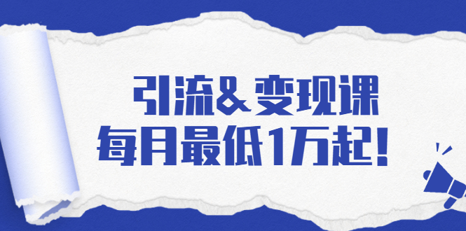 引流&变现课：分享一整套流量方法以及各个渠道收入，每月最低1万起！-86资源库
