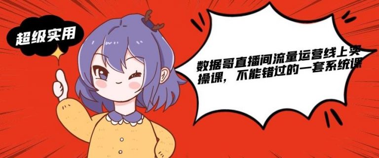 数据哥直播间流量运营线上实操课，不能错过的一套系统课-86资源库