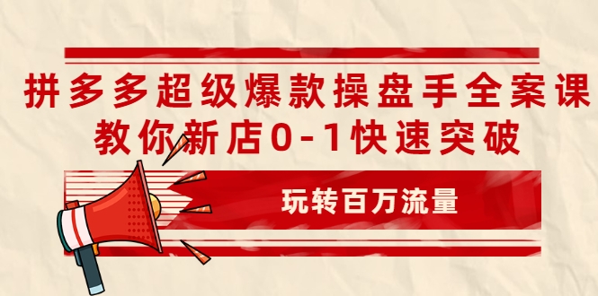 拼多多超级爆款操盘手全案课，教你新店0-1快速突破，玩转百万流量-86资源库