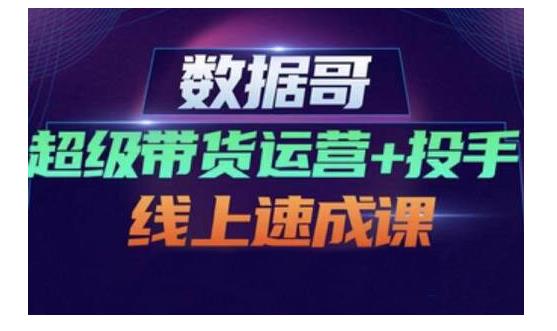 数据哥·超级带货运营+投手线上速成课，快速提升运营和熟悉学会投手技巧-86资源库