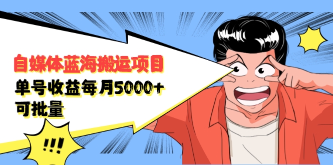 自媒体蓝海搬运项目：单号收益每月基本都可以达到5000+，可批量-86资源库
