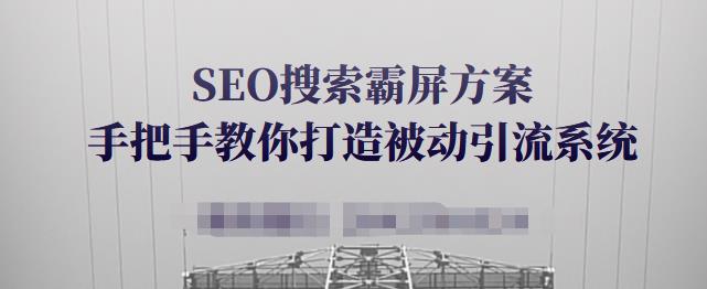SEO搜索霸屏方案，手把手教你打造被动引流系统【视频课程】-86资源库