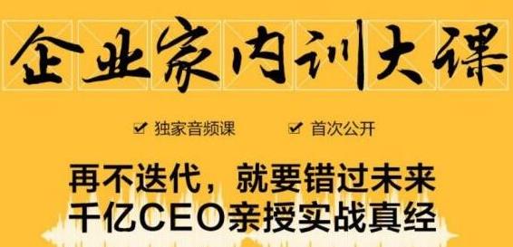 企业家内训大课，未来企业必学经验，价值1299元-86资源库