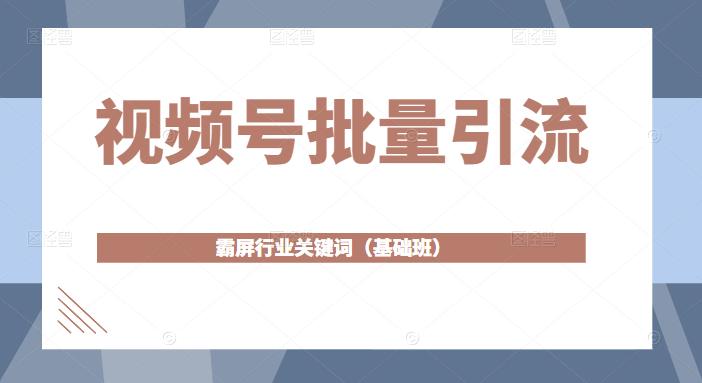视频号批量引流，霸屏行业关键词（基础班）全面系统讲解视频号玩法-86资源库
