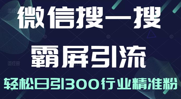 微信搜一搜霸屏引流课，打造被动精准引流系统，轻松日引300行业精准粉-86资源库