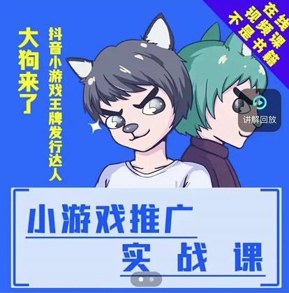 大狗来了：小游戏推广实战课，带你搭建一个游戏推广变现账号-86资源库