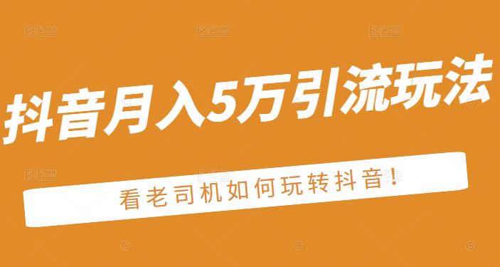 老古董·抖音月入5万引流玩法，看看老司机如何玩转抖音(附赠：抖音另类引流思路)-86资源库