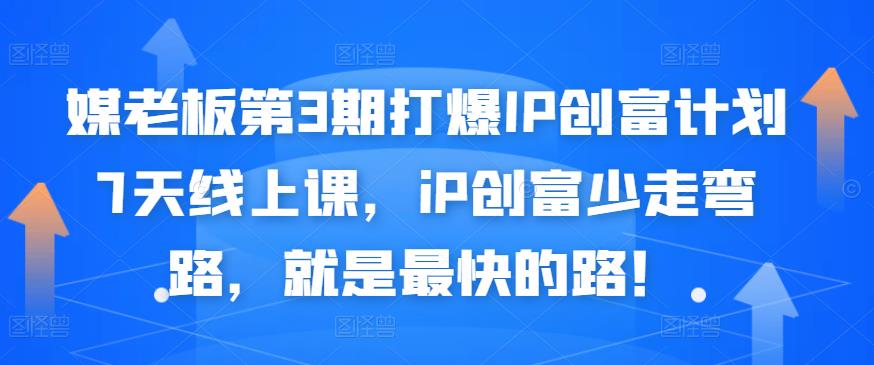 媒老板第3期打爆IP创富计划7天线上课，iP创富少走弯路，就是最快的路！-86资源库