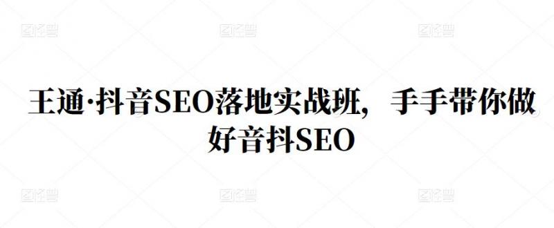 王通·抖音SEO落地实战班，手‬手带你做好音抖‬‬SEO-86资源库