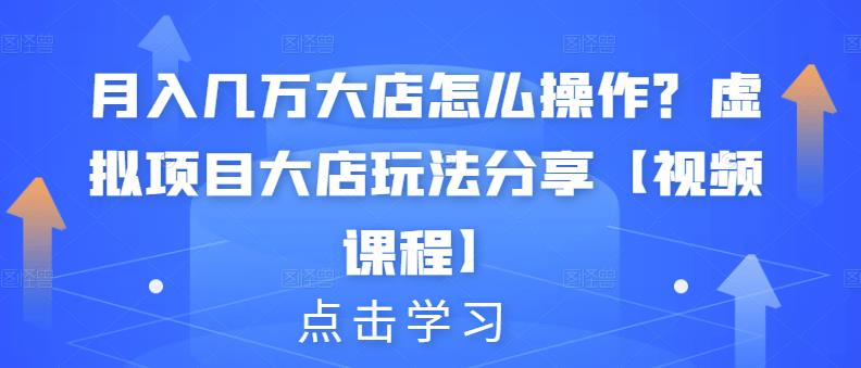 月入几万大店怎么操作？虚拟项目大店玩法分享【视频课程】-86资源库