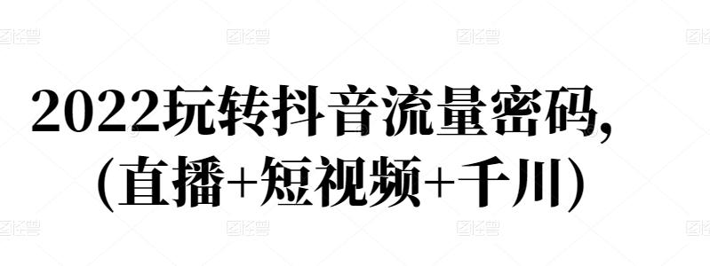 2022玩转抖音流量密码，(直播+短视频+千川)-86资源库