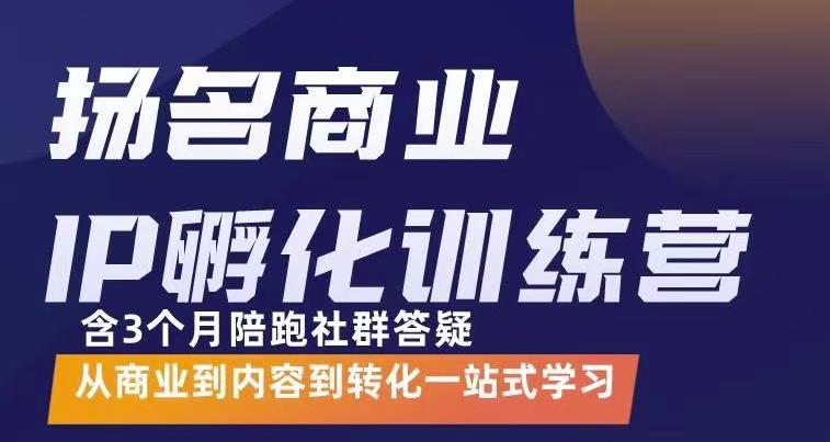 杨名商业IP孵化训练营，从商业到内容到转化一站式学 价值5980元-86资源库