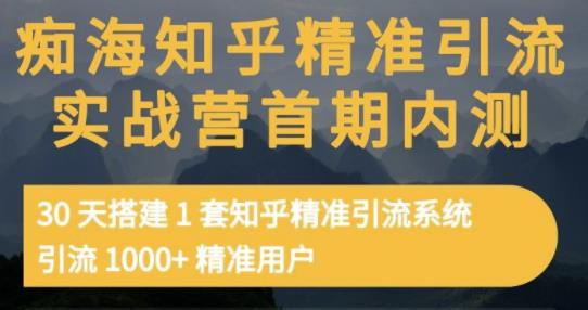 痴海知乎精准引流实战营1-2期，30天搭建1套知乎精准引流系统，引流1000+精准用户-86资源库