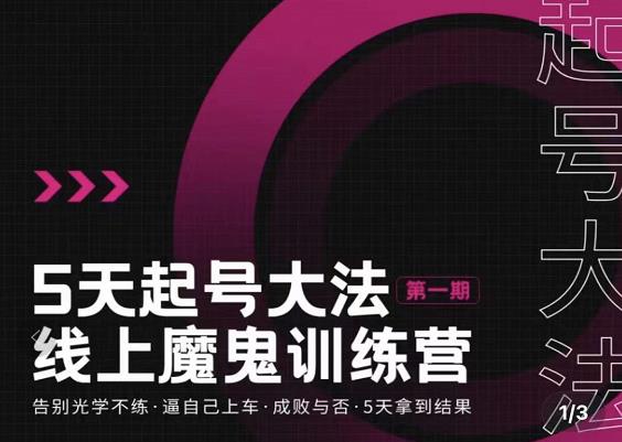 大播·五天起号魔鬼训练营，告别光学不练，逼自己上车，成败与否，5天拿到结果-86资源库