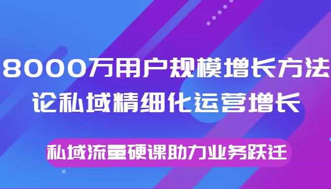 8000万用户规模增长方法论私域精细化运营增长，私域流量硬课助力业务跃迁-86资源库