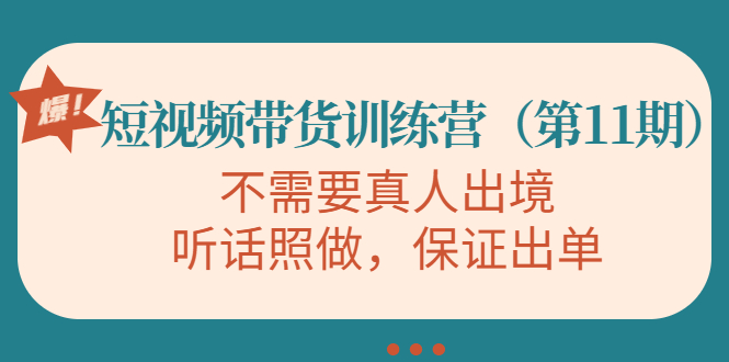 视频带货训练营，不需要真人出境，听话照做，保证出单（第11期）-86资源库