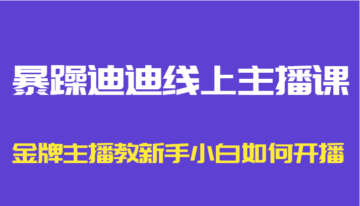 暴躁迪迪线上主播课，金牌主播教新手小白如何开播-86资源库
