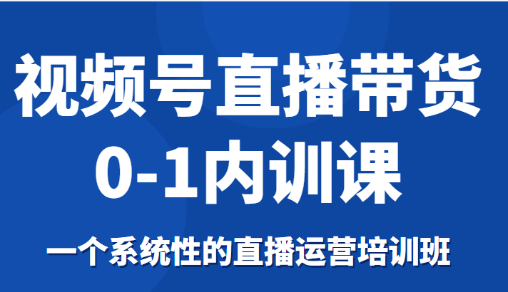 视频号直播带货0-1内训课，一个系统性的直播运营培训班-86资源库