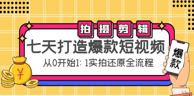 七天打造爆款短视频：拍摄+剪辑实操，从0开始1:1实拍还原实操全流程-86资源库