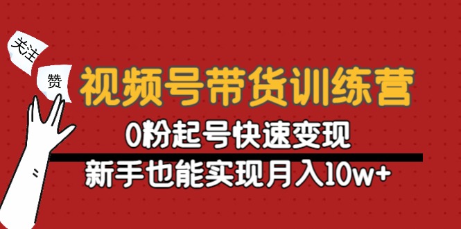 视频号带货训练营：0粉起号快速变现，新手也能实现月入10w+-86资源库