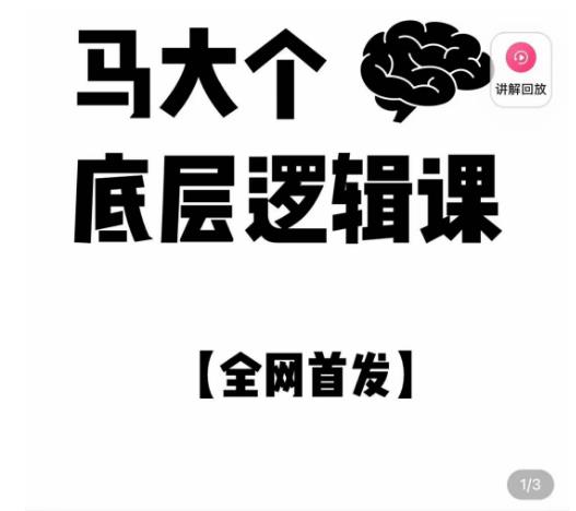 马大个·底层逻辑课，51节底层逻辑智慧课-价值1980元-86资源库