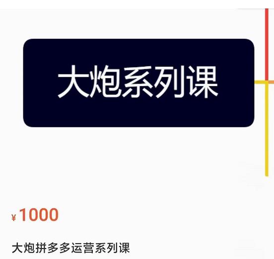 大炮拼多多运营系列课，各类​玩法合集，拼多多运营玩法实操-86资源库