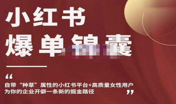 小红书爆单锦囊，自带种草属性+高质量女性用户，为你的企业开辟一条新的掘金路径-86资源库