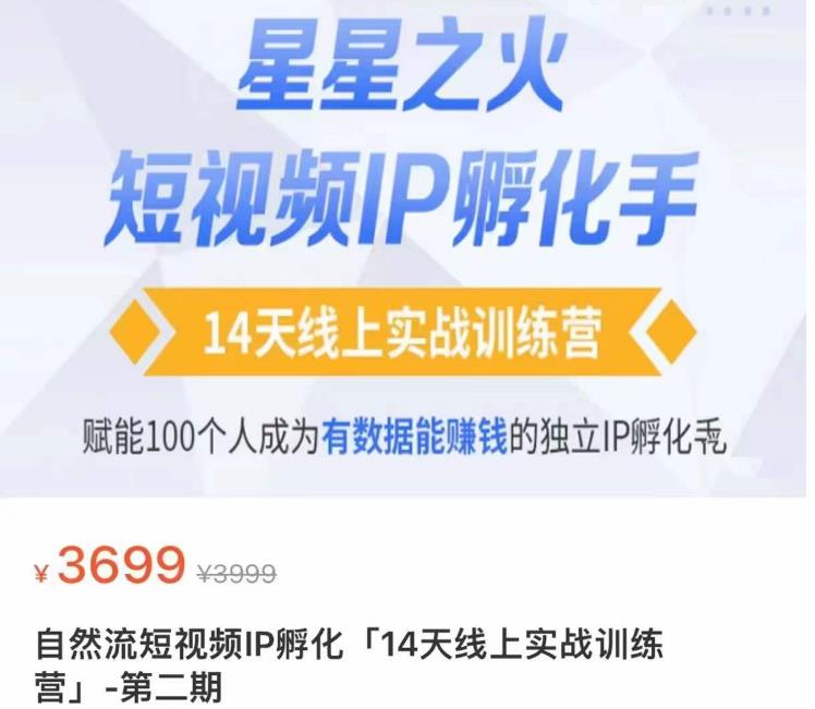瑶瑶·自然流短视频IP孵化第二期，14天线上实战训练营，赋能100个人成为有数据能赚钱的独立IP孵化手-86资源库