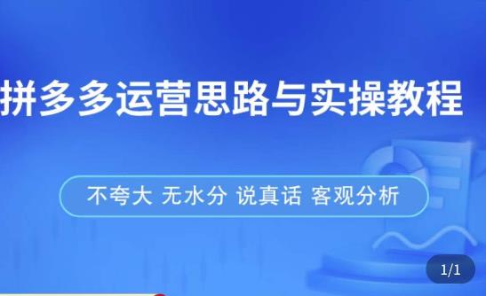 拼多多店铺运营思路与实操教程，快速学会拼多多开店和运营，少踩坑，多盈利-86资源库