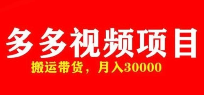 多多带货视频快速50爆款拿带货资格，搬运带货，月入30000【全套脚本+详细玩法】-86资源库