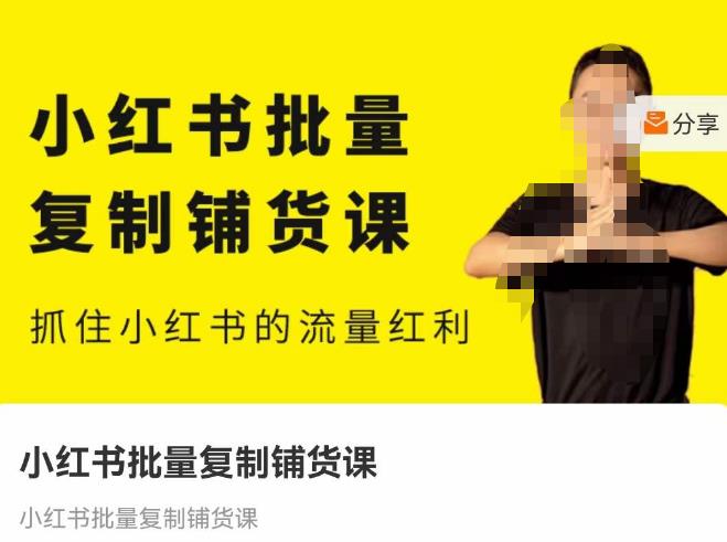 张宾·小红书批量复制铺货课，抓住小红书的流量红利 （更新2023年2月）-86资源库
