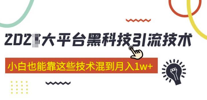 大平台黑科技引流技术，小白也能靠这些技术混到月入1w+(2022年的课程）-86资源库
