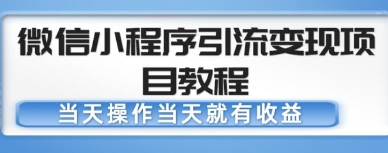 微信小程序引流变现项目教程，当天操作当天就有收益，变现不再是难事-86资源库
