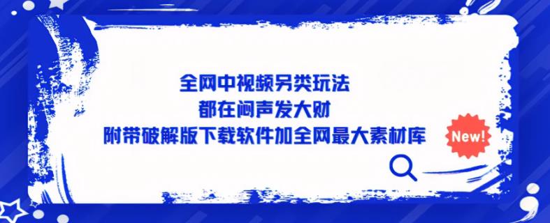 全网中视频另类玩法，都在闷声发大财，附带破解版下载软件加全网最大素材库-86资源库