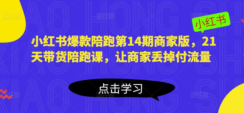 小红书爆款陪跑第14期商家版，21天带货陪跑课，让商家丢掉付流量-86资源库