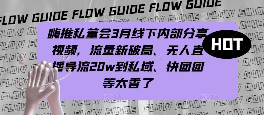嗨推私董会3月线下内部分享视频，流量新破局、无人直播导流20w到私域、快团团等太香了-86资源库