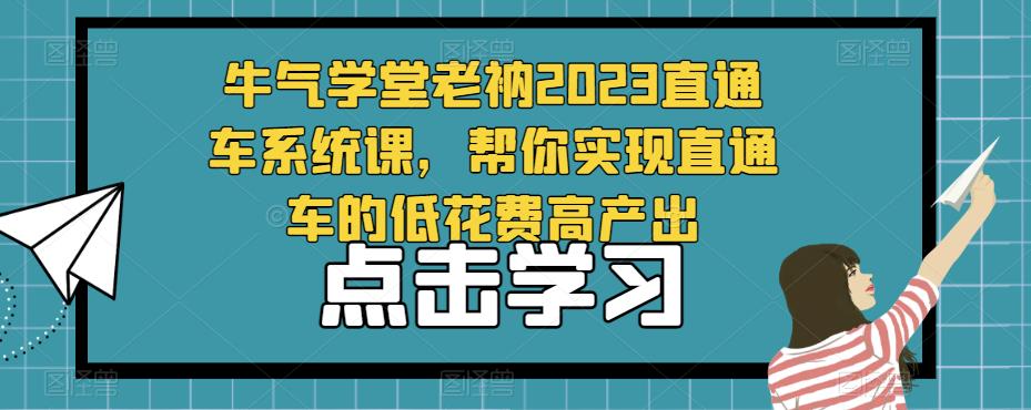 牛气学堂老衲2023直通车系统课，帮你实现直通车的低花费高产出-86资源库
