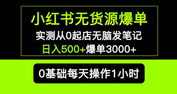 小红书无货源爆单实测从0起店无脑发笔记爆单3000+长期项目可多店-86资源库