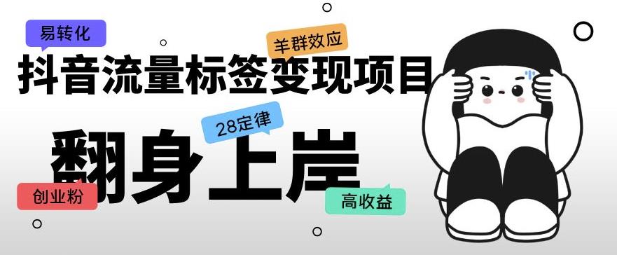 抖音流量标签变现项目，抖音创业粉轻松转化，单价高收益简单-86资源库