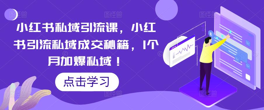 小红书私域引流课，小红书引流私域成交秘籍，1个月加爆私域！-86资源库