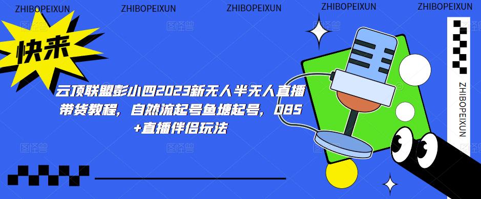 云顶联盟彭小四2023新无人半无人直播带货教程，自然流起号鱼塘起号，OBS+直播伴侣玩法-86资源库