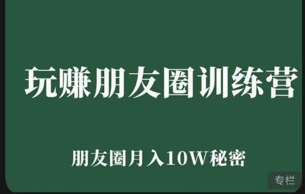 玩赚朋友圈系统课，朋友圈月入10W的秘密，​7天系统图文课程-86资源库