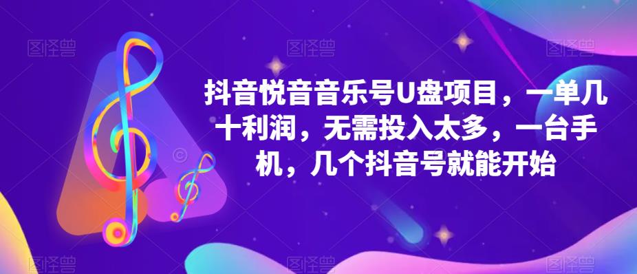 抖音音乐号U盘项目，一单几十利润，无需投入太多，一台手机，几个抖音号就能开始-86资源库