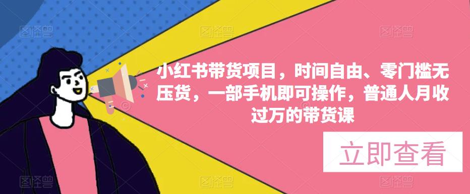 小红书带货项目，时间自由、零门槛无压货，一部手机即可操作，普通人月收过万的带货课-86资源库