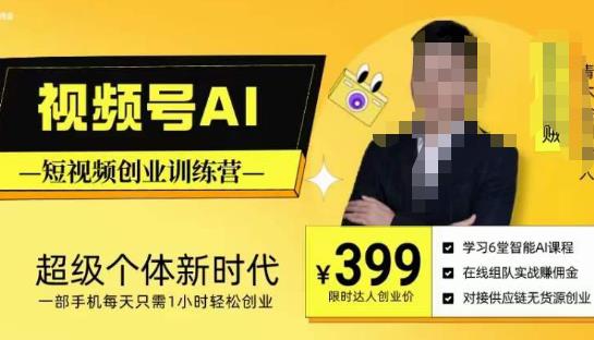 视频号AI短视频创业训练营，超级个体新时代，一部手机每天只需1小时轻松创业-86资源库
